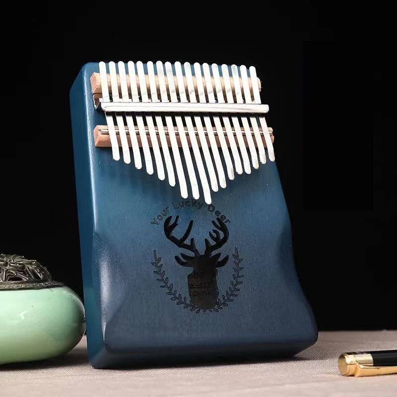 Kalimba-Piano de pulgar de 17 teclas, instrumento Musical de madera de caoba de , cuerpo Mbira, máquina de Teclado de África: Blue 1