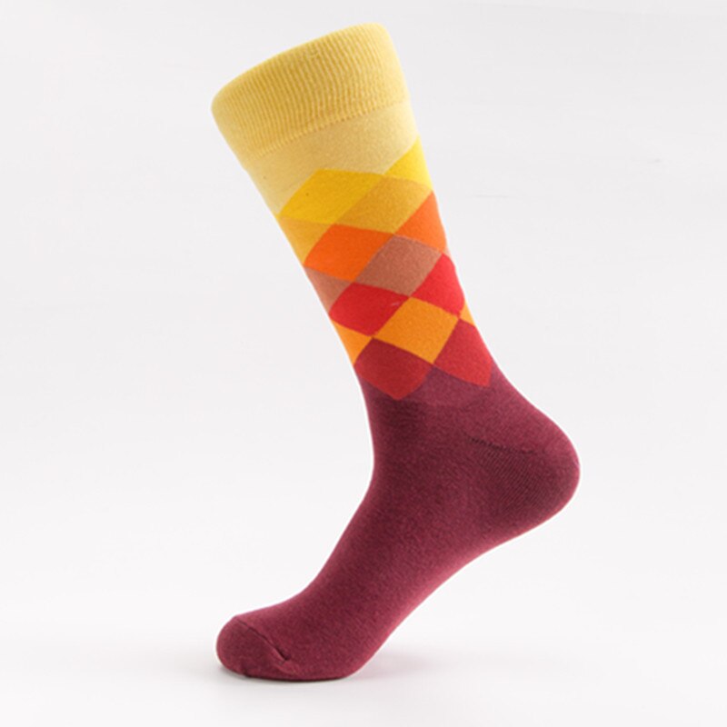 European Men's Socks Classic Colorful Sox Man Cotton Crew Casual Sport Socks Stripe and Cell Socks 1 Pair Socks Large Size Sox: C2