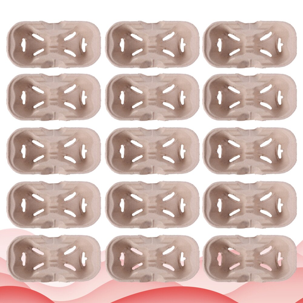 20PCS Disposable Paper Pulp Cup Tray Eco-friendly Paper Coffee Holder Takeout Coffee Milk Tea Paper Tray Portable 2 Cups Drink C
