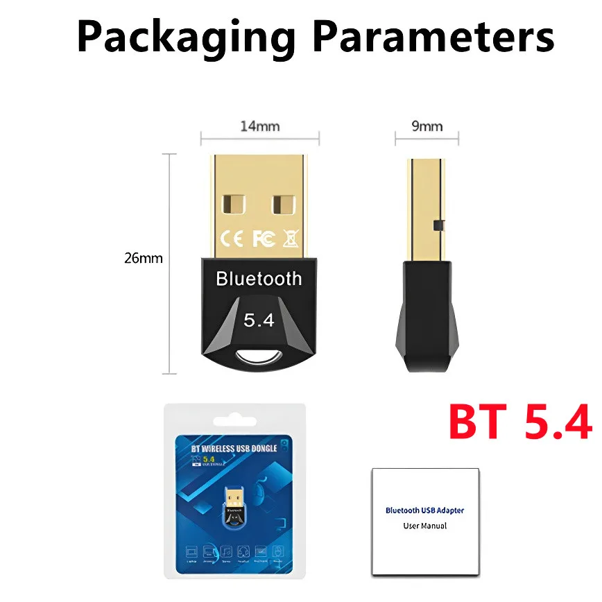 5.4 USB Bluetooth Adapter Wireless 5.3 5.0 Bluetooth Dongle Receiver for PC Laptop Win 11/10/8//7 Headset Speaker Keyboard Mouse: Brown