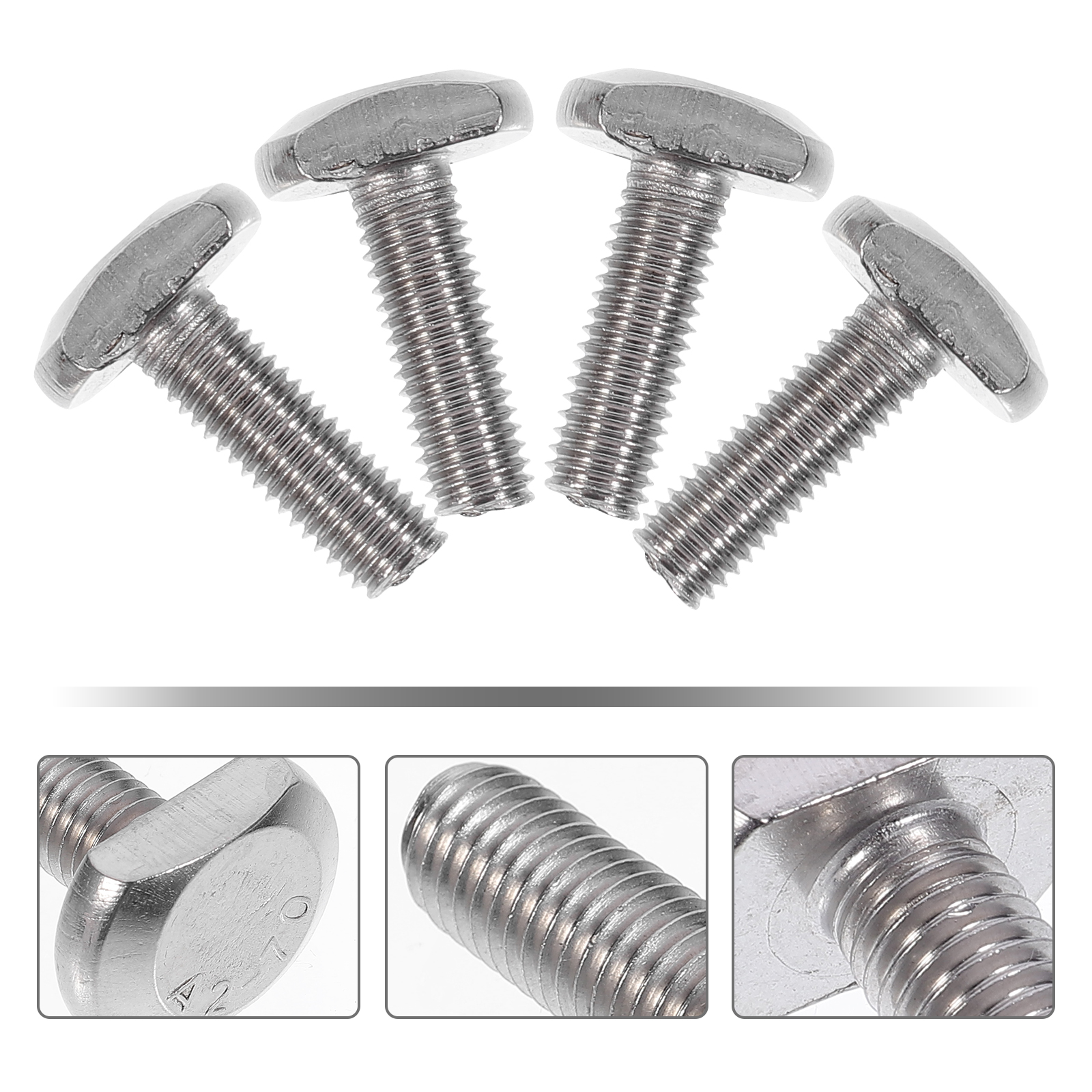 4pcs Practical Long Stainless Steel Machine Screw Bolts Clamp Screw Square Head Screws