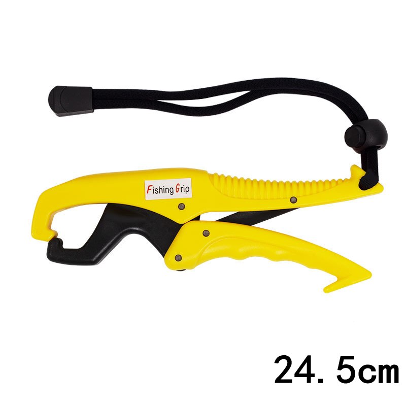 Fish Grabber Plier Controller Fish Grip ABS Grip Tackle Holder Fish Clamp with Adjustable Rope Fishing Tackle Accessories: Yellow 24.5cm