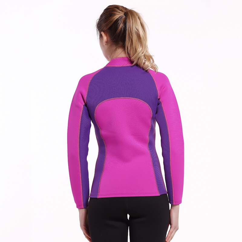 Women's Wetsuit Top Jacket Neoprene for Women 2mm Long Sleeves Front Zip Diving Snorkeling Surfing Kayaking Canoeing Pink