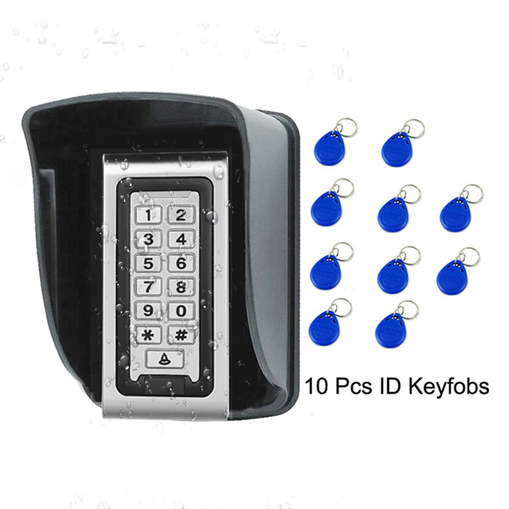 LUCKING DOOR Metal 125KHz Rfid Access Control Keypad W/ 2000 Users 125KHz Card Reader Keypad Key Fobs Door Access Control System: AC and Cover 10keys