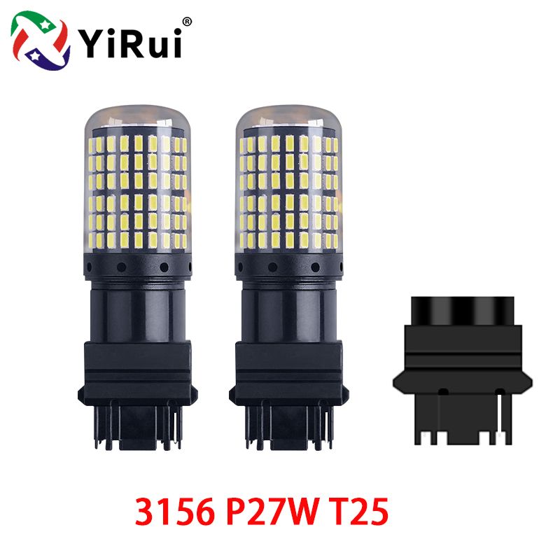 YiRui 2 uds 12-48V nuevas bombillas LED 144smd lámpara luz de señal de giro inverso BA15S P21W BAU15S PY21W 7440 W21W P21/5W 1157 BAY15D: Beige / Blanco