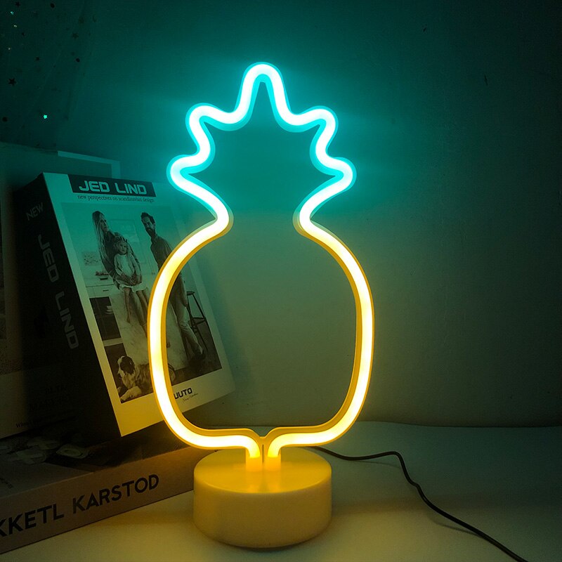 Led Neon Teken Licht Neon Nachtlampje Lamp Tafel Flamingo Kokospalm Ananas Lamp Fotografie Prop Bruiloft Decoratie