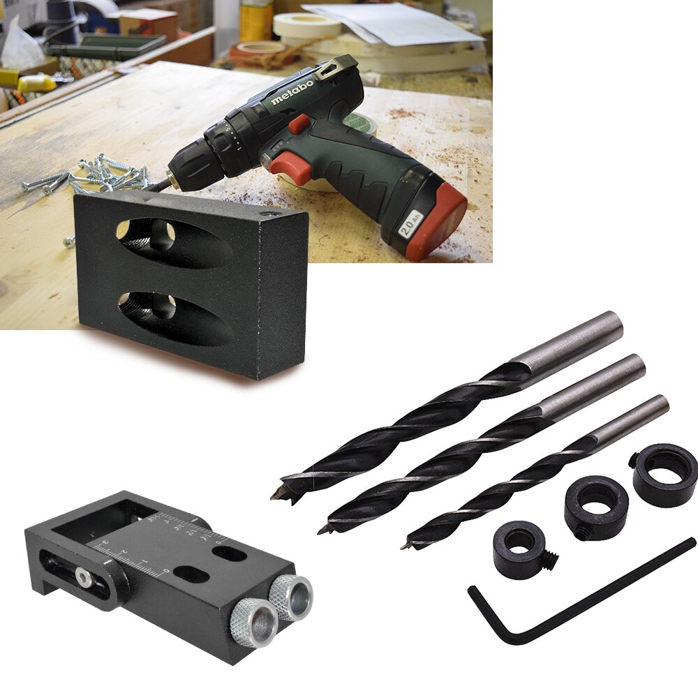 8/15/16pcs Pocket Hole Jig Kit Woodworking 15 Degrees Guide Oblique Drill Angle Hole Locator Locating Pin