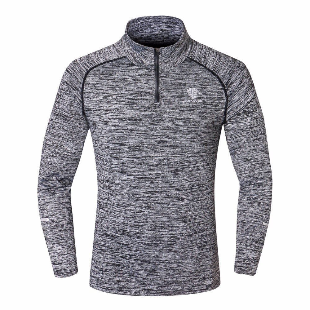 Camiseta de manga larga de secado rápido para hombre, sudadera de entrenamiento, ejercicio, camiseta para correr, ropa deportiva ajustada con cremallera para gimnasio