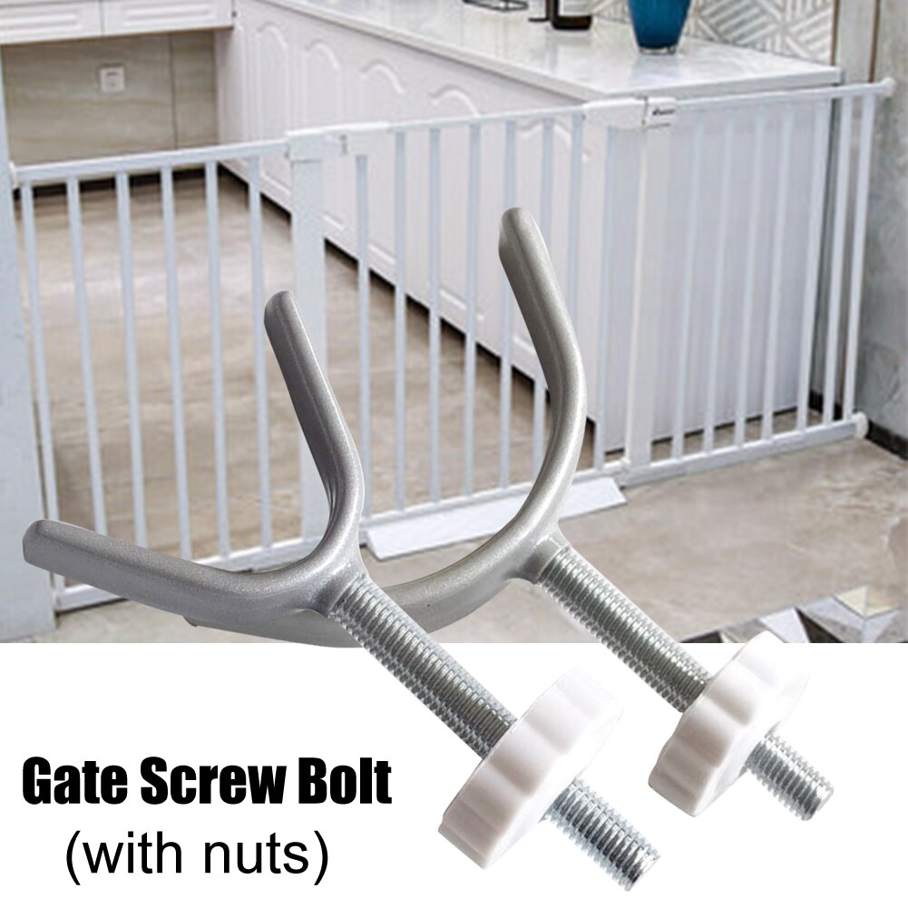2pcs M10 Adapter Steel Core Long Y Spindle Rod Threaded Stair Banister Baby Pet Safety Gate Screw Bolt With Nut Fence Accessory