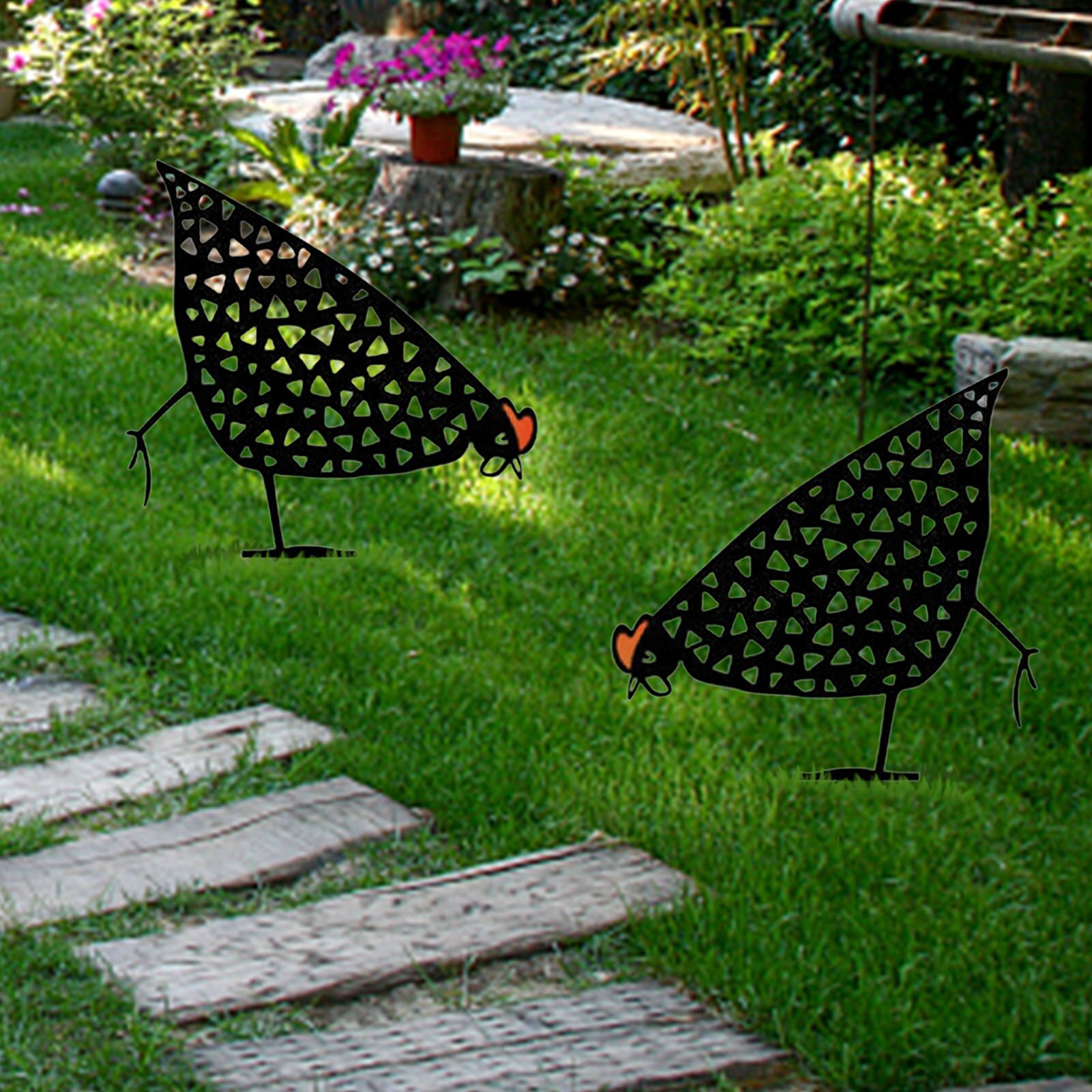 Rooster Animal Silhouette Pile Shadow Decoration Stake Garden Gardening Decoration Chicken Silhouette Country Yard Art