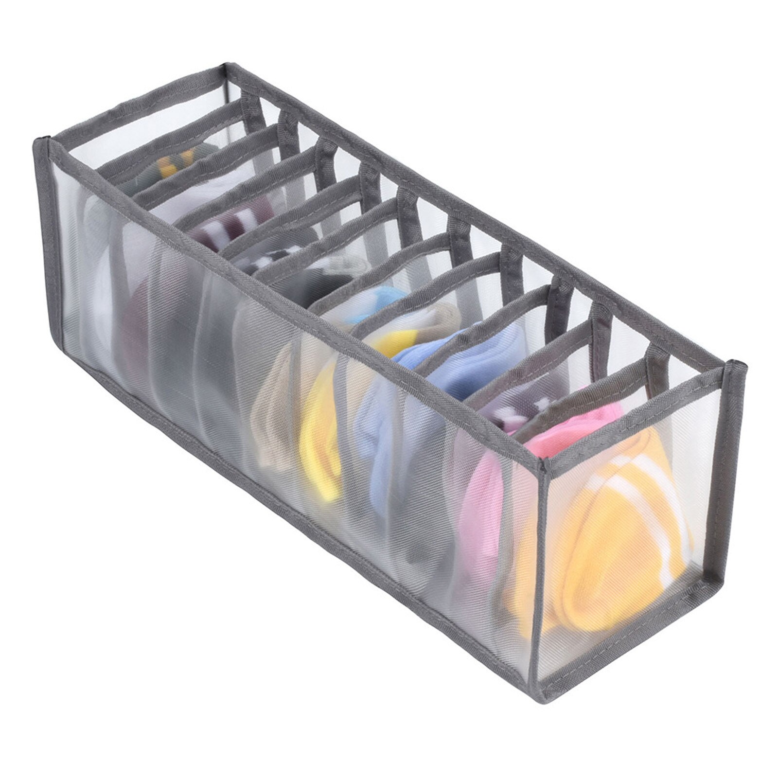 Storage Box, Large Capacity Household Wardrobe Storage Basket Ditty-Bag for Underwear Socks, White/Gray Arrivals