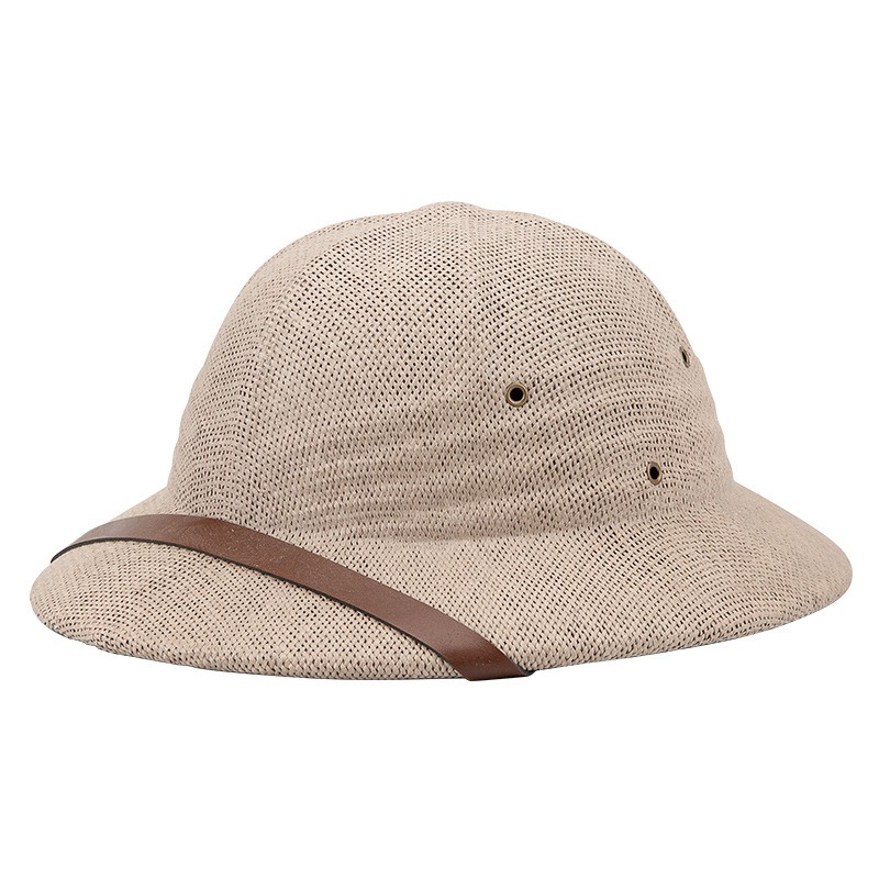 Sombrero de paja estilo Vietnam para adultos, casco de explorador británico, sombreros de sol de cubo de barco de verano: Gris
