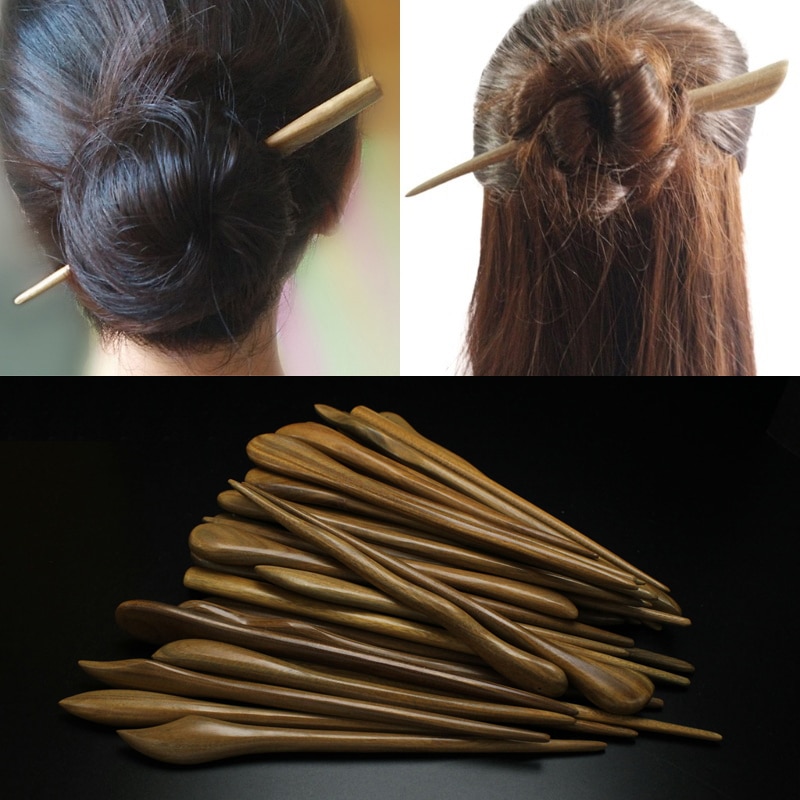 Vintage Hair Stick Pick Natural Wooden Sandalwood Chinese Style Chopsticks Ethnic Hair pin Women Hairpins Jewelry Accessories