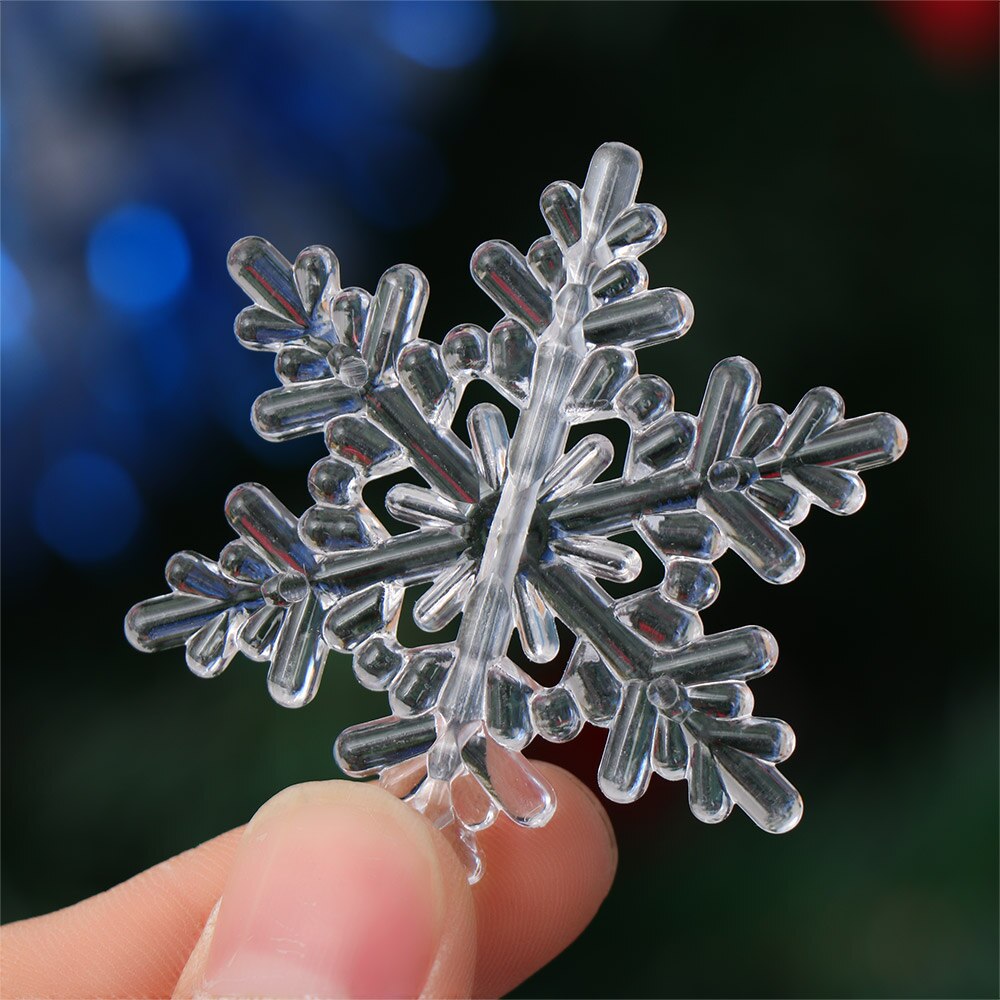 10 Stuks Mode Kerst Ornament Witte Sneeuwvlokken Crystal Acryl Craft Hanger Diy Decoratieve Levert Woondecoratie