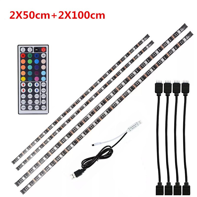 DC5V USB Cable LED strip light lamp SMD 5050 TV Background Lighting Kit Desktop Background Lamp for TV Computer Display Screen: Black 2x50 2x100 / Waterproof
