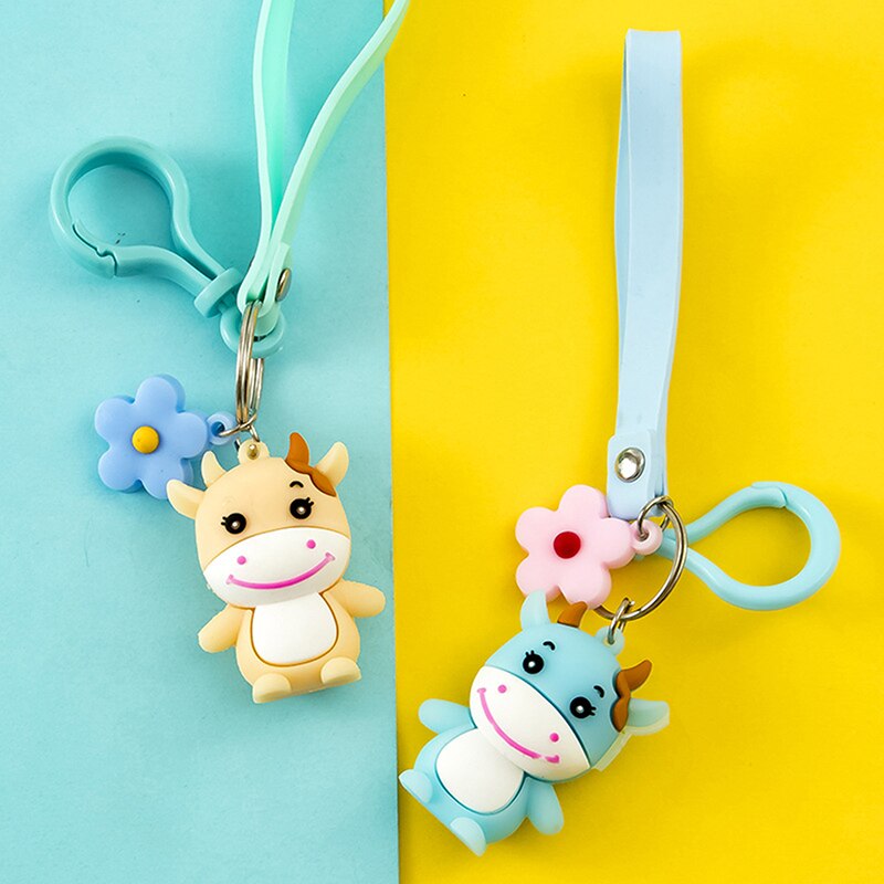 Year of the Ox Keychain Cow Doll Key Chain Lucky Car Key Chain Bag Pendant Keyring Year For Kids