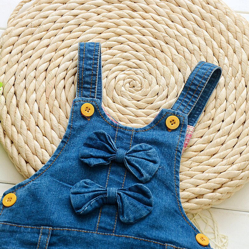 DIIMUU Spring Autumn Infant Baby Girls Clothing Denim Overalls Pants Children Clothes Long Pants 1-4T Kids Girl Rompers