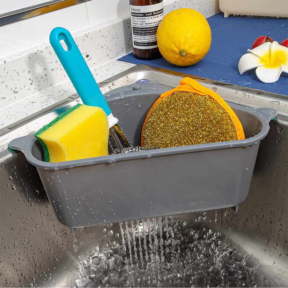 Organizador de cocina Triangular, escurridor para fregadero, estante multifuncional para artículos del hogar, soporte de esponja para la conveniencia de la cocina