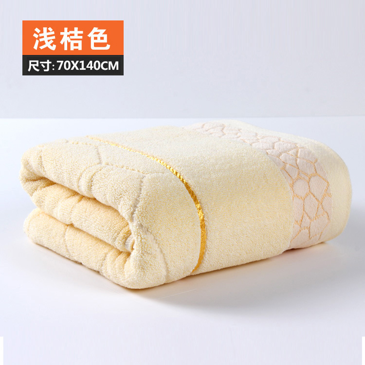 140 x 70cm badehåndklæde 100%  bomuldshåndklæde 7 farver til rådighed bomuldsfiber blødt fint vand terning tekstur jacquard håndklæder: Lysegul