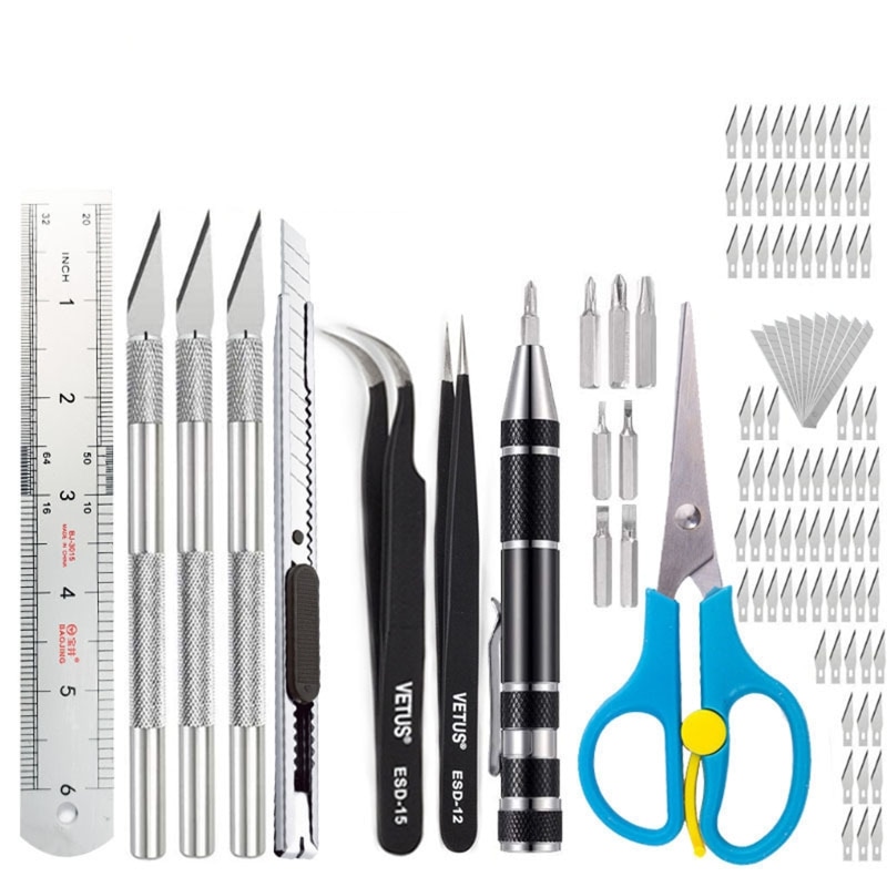 112 Pcs/Set Exacto Knife,Art Knife,Precision Engraving Tool,Stencil Making kit,Modeling Tool Set,Including Art Scissors