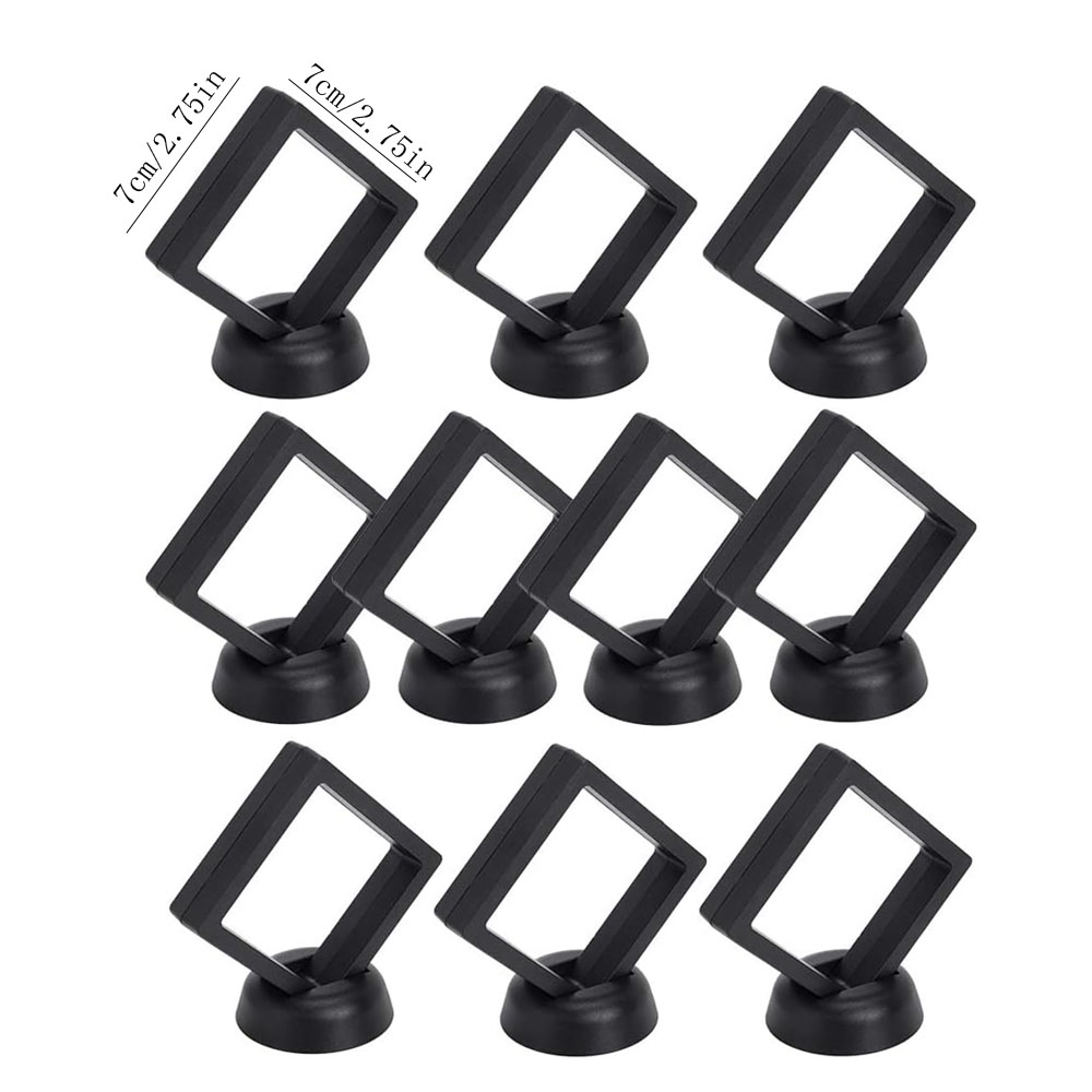 10pcs Display Box 3D Floating Frame Jewelry Display Stand Shadow Box Ring Pendant Holder Jewellery Stone Presentation Case: WHITE