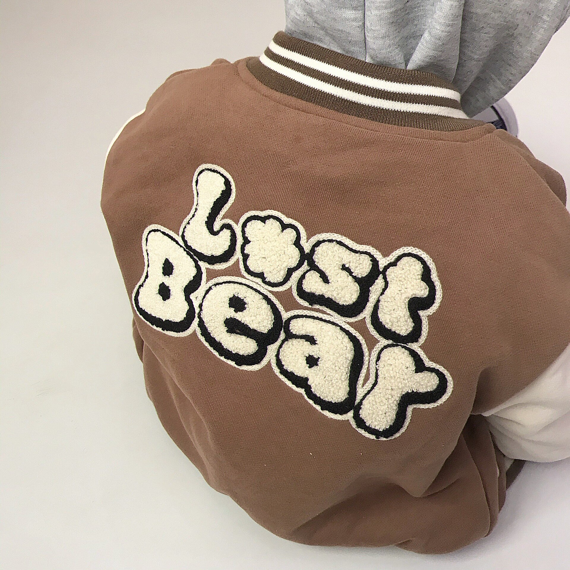 9252 Kinderen Kleding Patchwork Lange Mouwen Baseball Jassen Herfst Winter Meisje Beer Baseball Jas Jongen Koffie Dot Broek