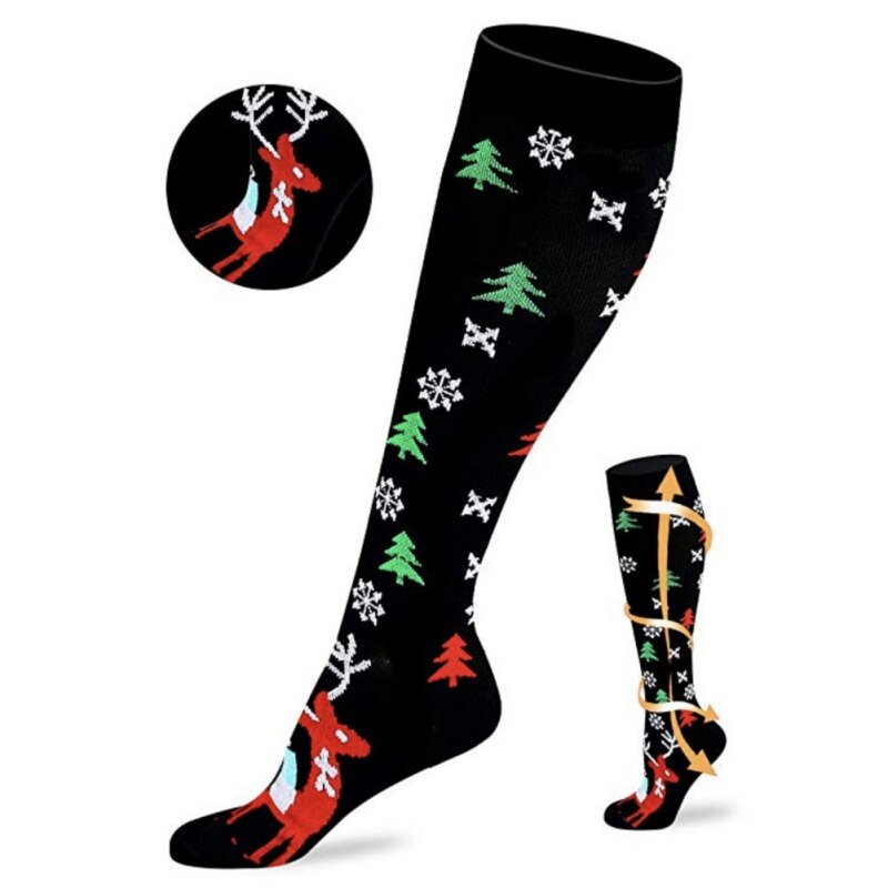 Unisex Kerst Kousen Casual Compressie Lange Sokken Stretch Outdoor Funny Elastische Kalf Stockings1.