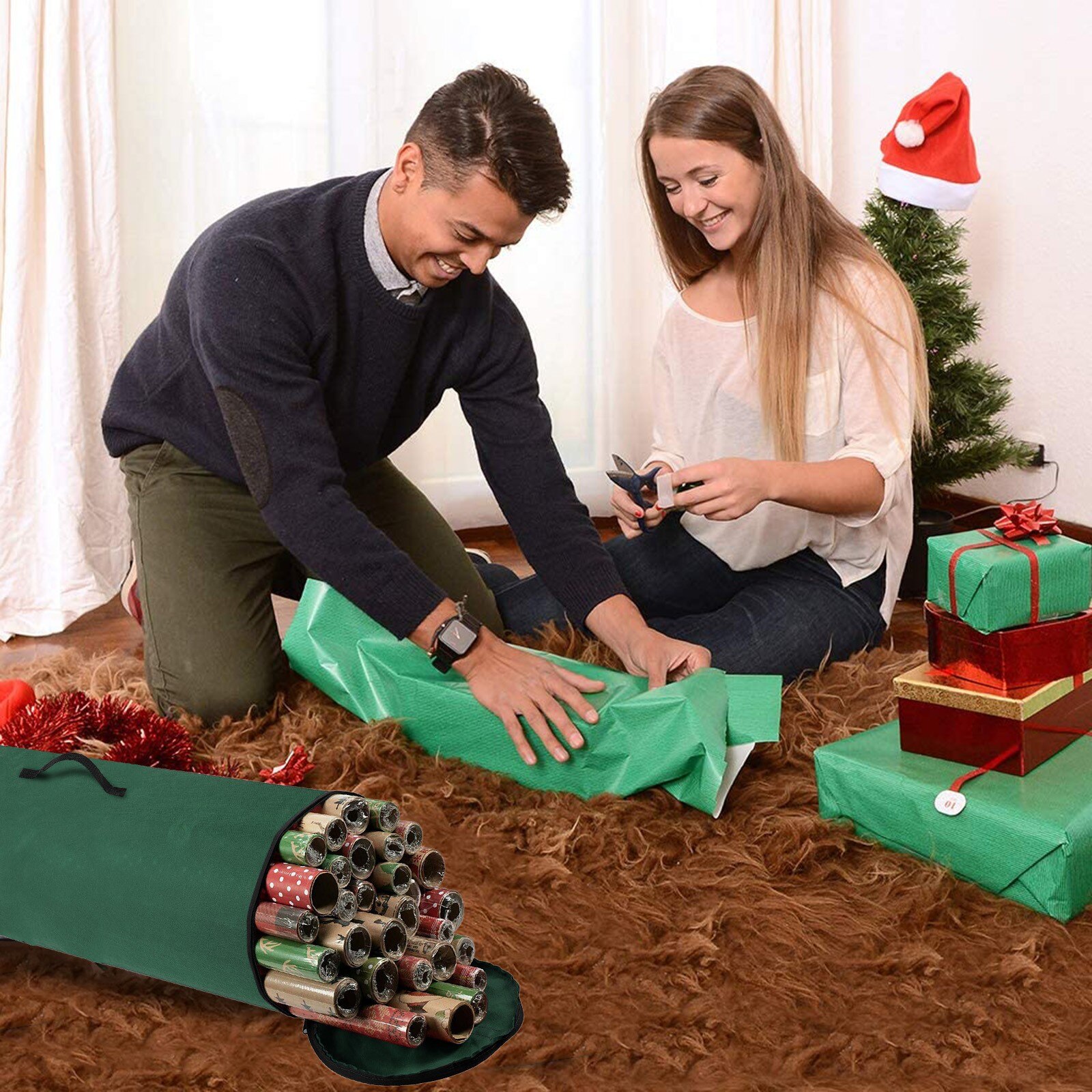 Wrapping Paper Storage Bag Waterproof Rugged Durable Wrap Rolls Storage Container Outdoor Large Storage Bag C04