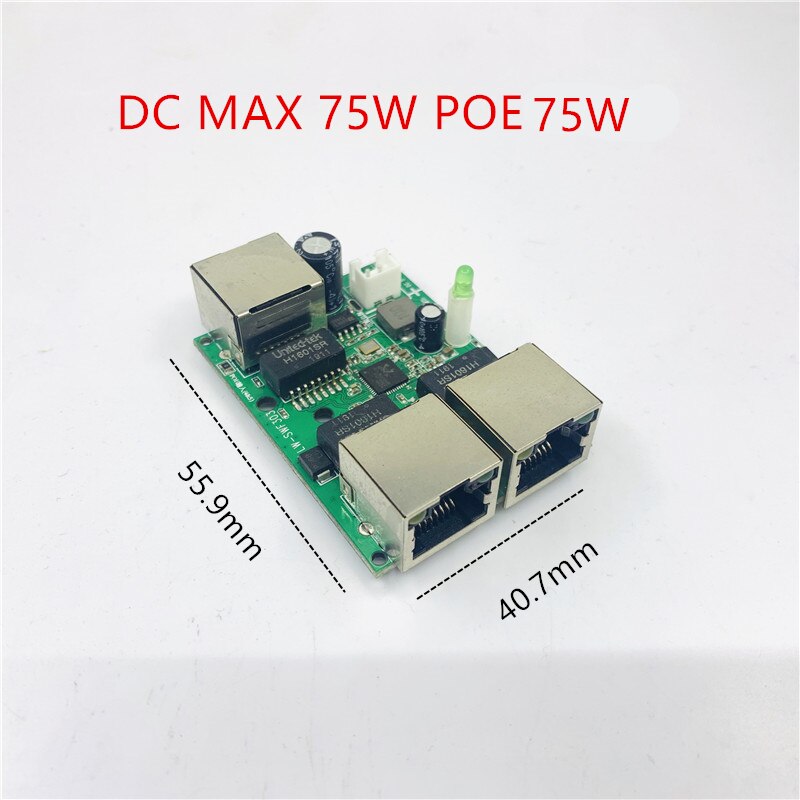 Reverse power supply POE switch POE IN/OUT5V/12V/24V 75W/2=38.5W 100mbps 802.3AT 45+78- DC5V~30V long distance series Force POE