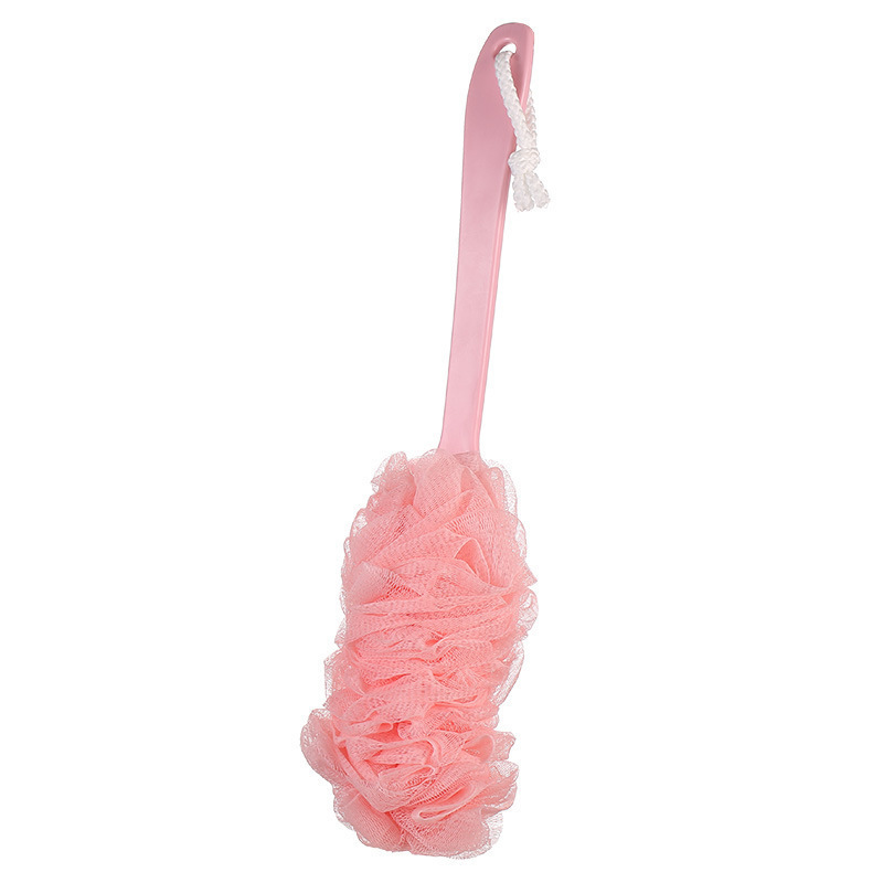 Långskaftad mjuk borste badborste självförsörjande ryggskrubning badblomma stark badtillbehör kroppsskrubber 괄사: Rosa