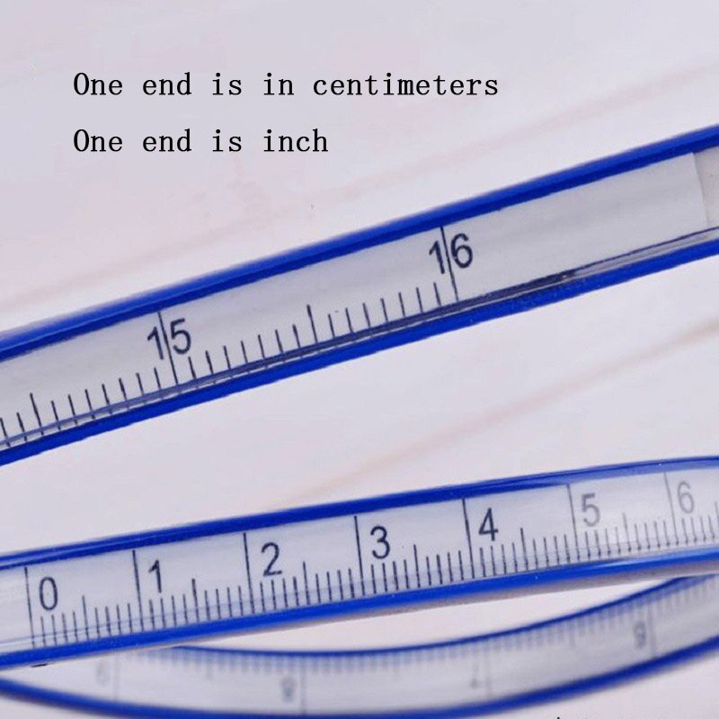 1PCS 30CM Ruler Soft Plastic Flexible Curve Ruler Blue + White MakingArchitectural Drawing Measuring Rule Office Supply