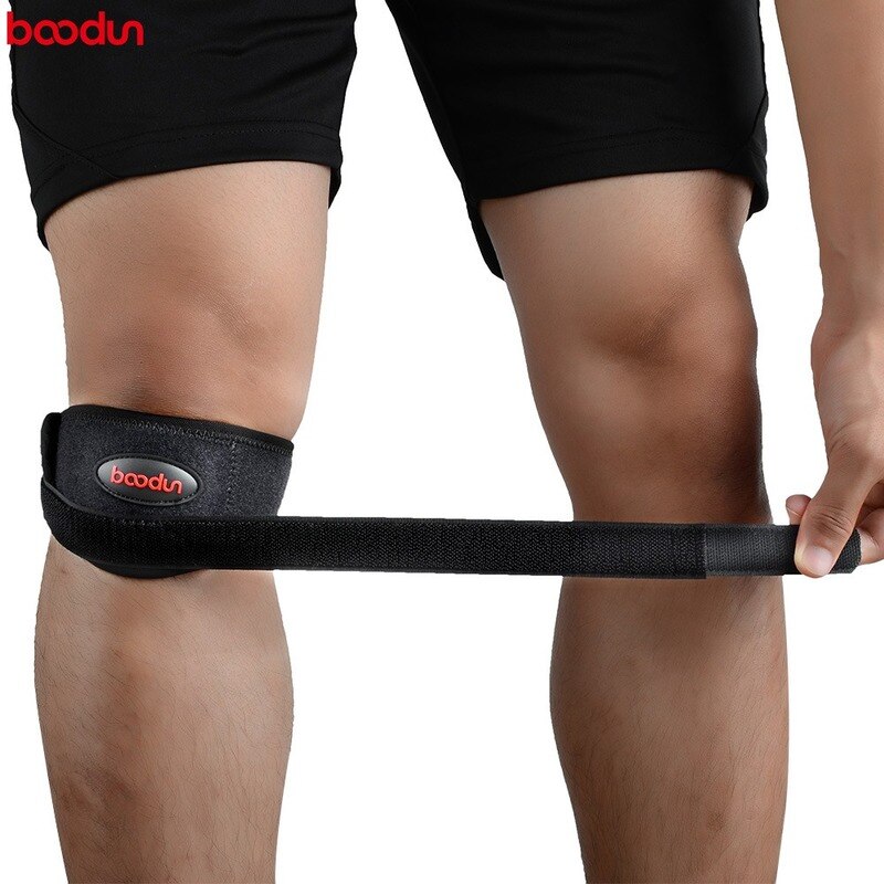 Boodun 1 Pcs Verstelbare Patella Riem Knie Strap Protector Guard Ondersteuning Pad Gym Fitness Sport Kniebrace Ondersteuning Black Kniebeschermers