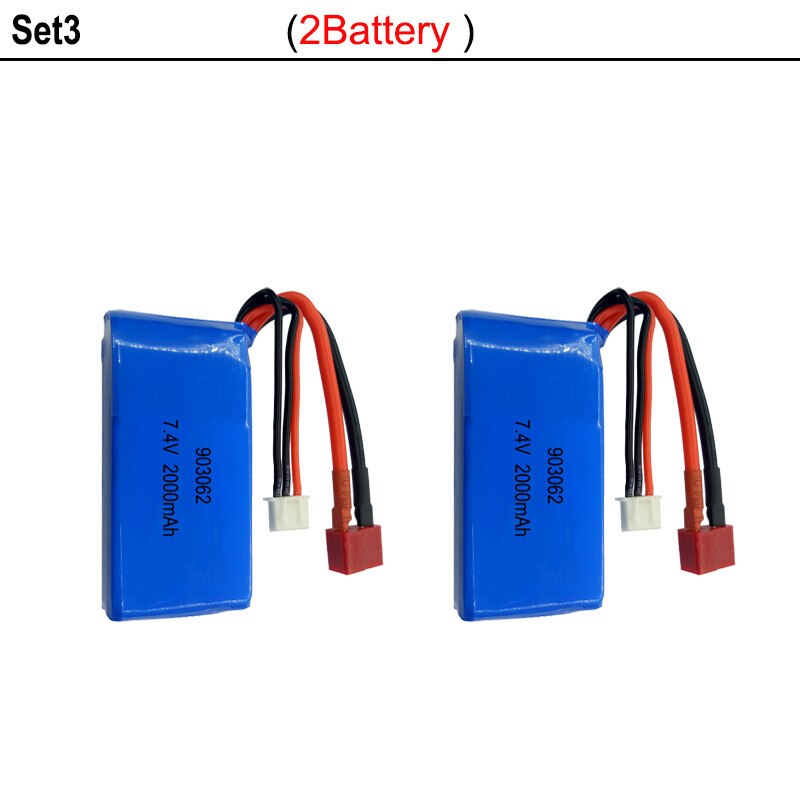 7.4v 2000 mah 2s lipo batteri til wltoys  a959- b  a969- b  a979- b  k929- b rc ørkenbil bil opgradering dele batteri: Sæt 3