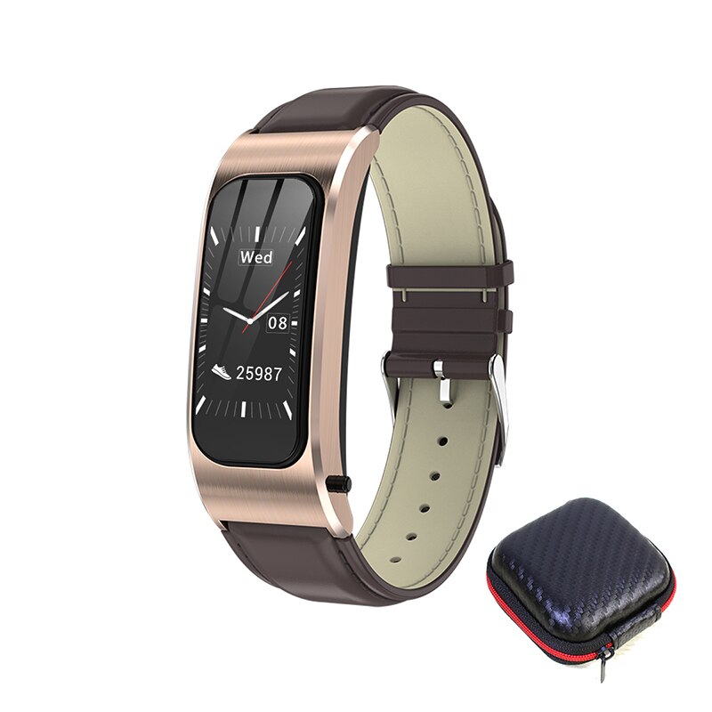 Smart watch Wireless Headphones Heart Rate Blood Pressure Fitness Bracelet Bluetooth 5.0 Earphone Headset Wristband Watch Band: Gold box