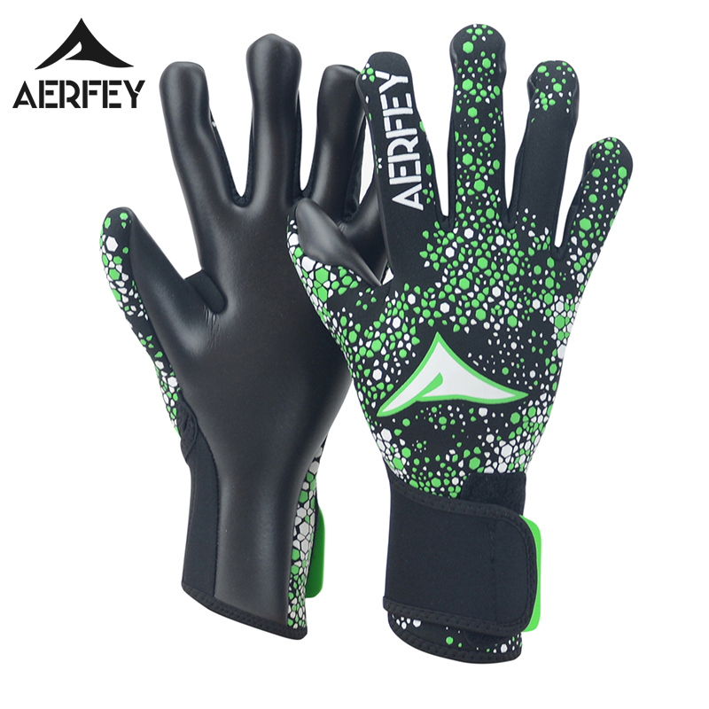 Guantes de portero de fútbol AERFEY, látex grueso sin protector de dedos, antideslizantes y resistentes al desgaste