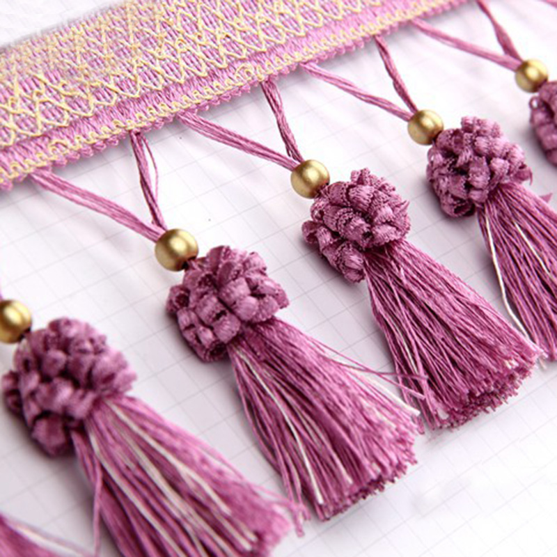 Ribete de cortina de 11 metros, cinta de ribete de flecos, recorte de borlas, ropa, tapicería, manualidades decorativas DIY: 12