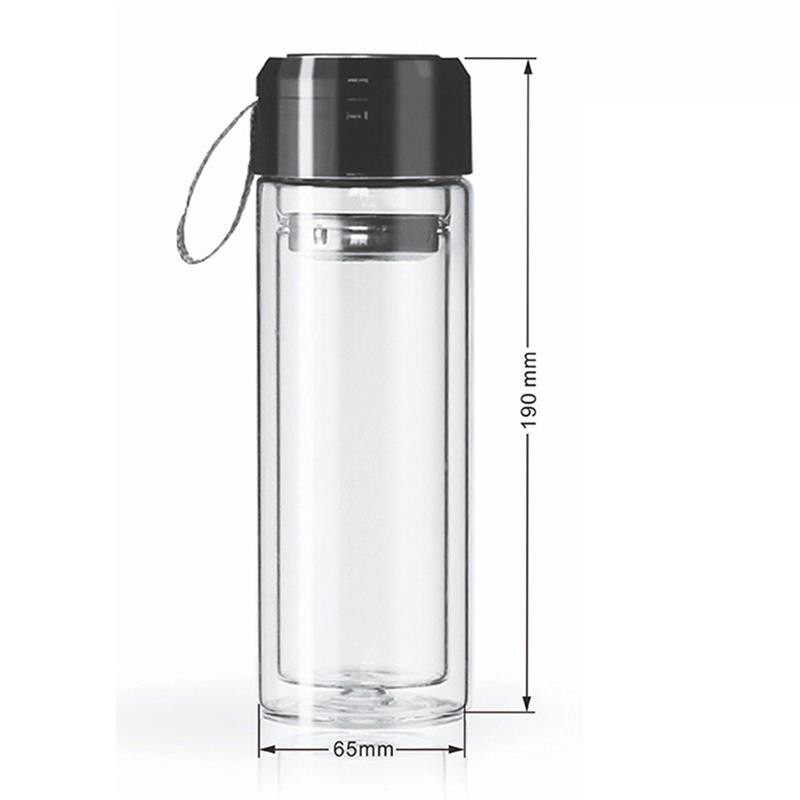 320 Ml Fruit Citroen Sap Drinken Fles Zetgroep Clear Draagbare 2-Layer Glas Water Fles Thee Tumbler Met Zetgroep