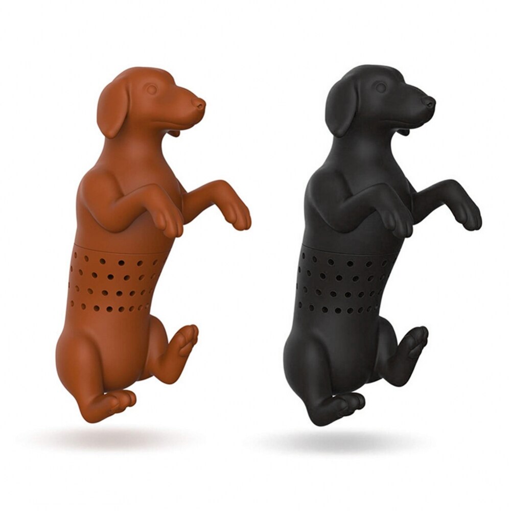 Infusor de té de perro mascota gris negro Filtro de té de alimentaria colador de té de Purrtea de goma de silicona