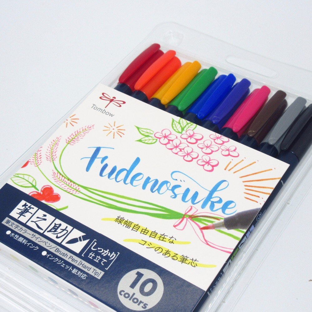 Tombow Markers Water-Based Pigment Ink Calligraphy Lettering Pens Brush Marker Pens Fudenosuke Pens Set Japan