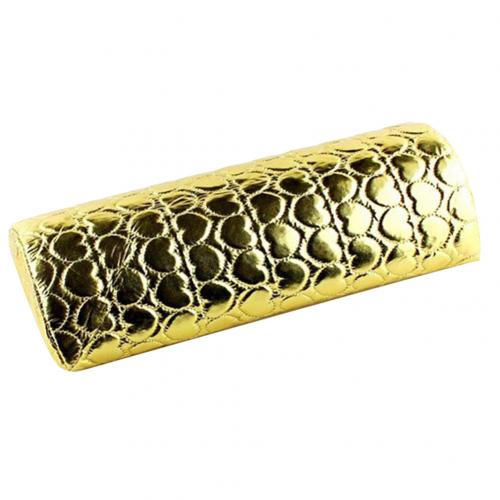 Cojín de piel sintética para manicura, cojín de descanso para manos y brazos, suave, corazón de amor: Golden