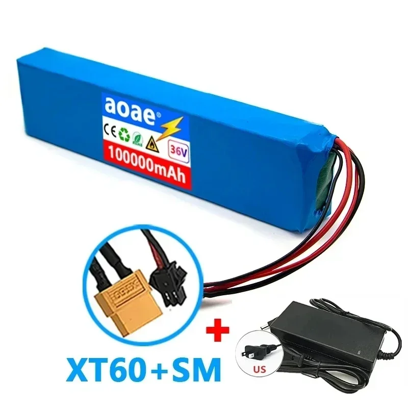 36 V 100 Ah 18650 wiederaufladbarer Lithium-Akku 10S3P 1000 W Leistung modifiziertes Fahrrad-Roller-Elektrofahrzeug mit BMS: Tiefe Blau