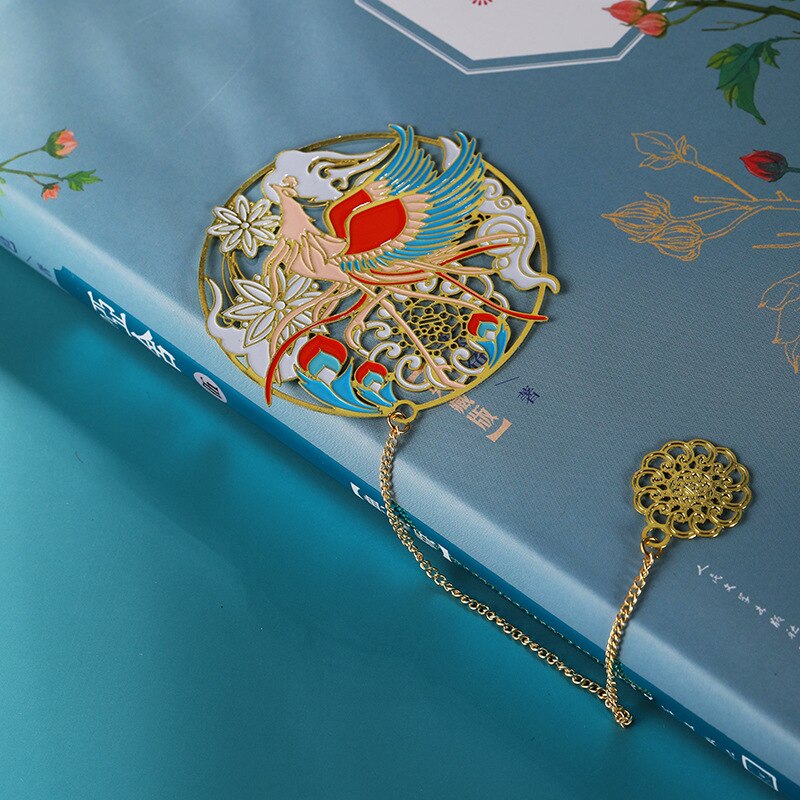 Baoxiang kwiat zakładka smok ryba feniks Luan kreskówka metalowa zakładka znak notatka uczeń podręczniki i artykuły papiernicze