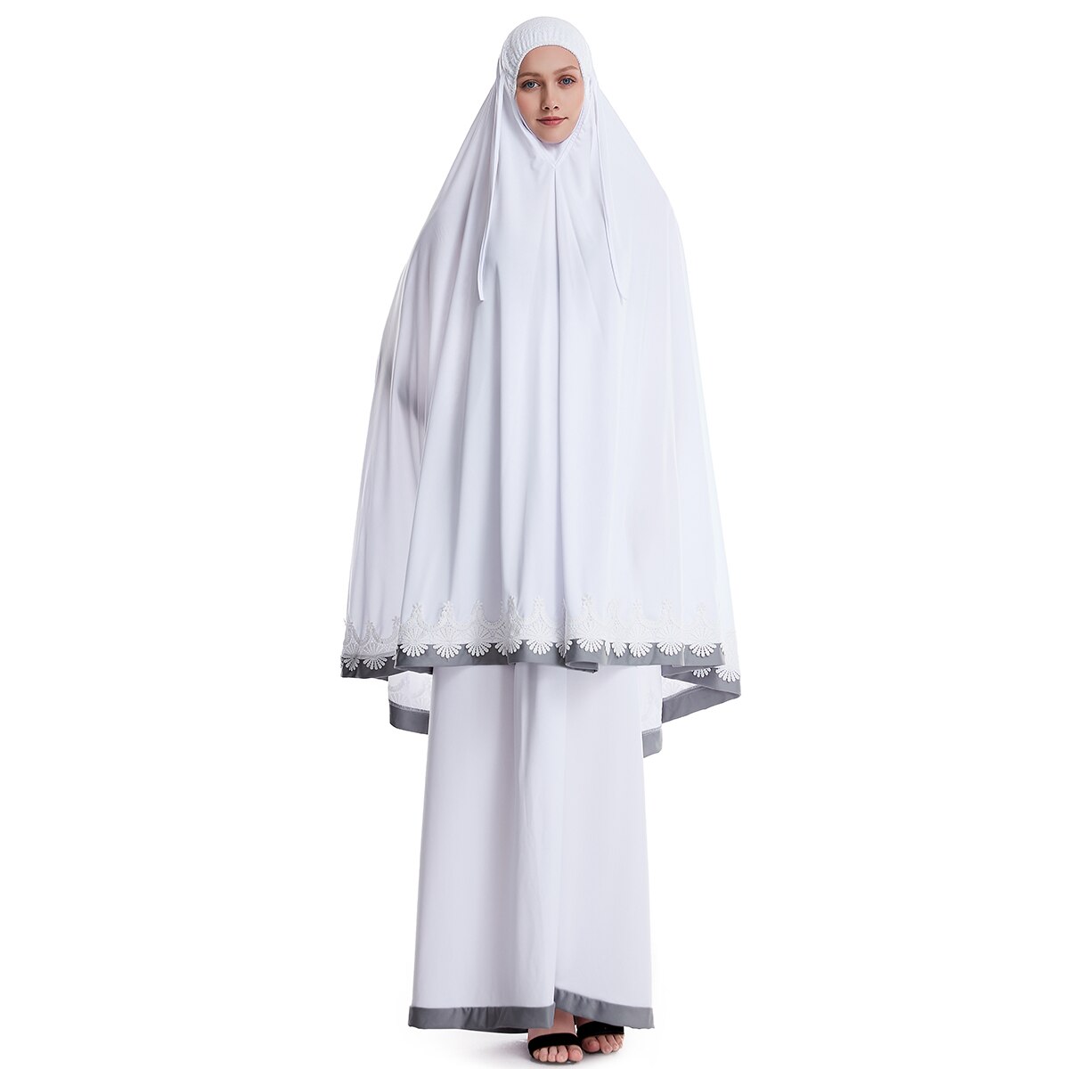 Ropa musulmana de oración para mujer, vestido Hijab largo turco, conjunto Formal Abaya Eid, ropa islámica, Jurken Djellaba Abayas: Blanco