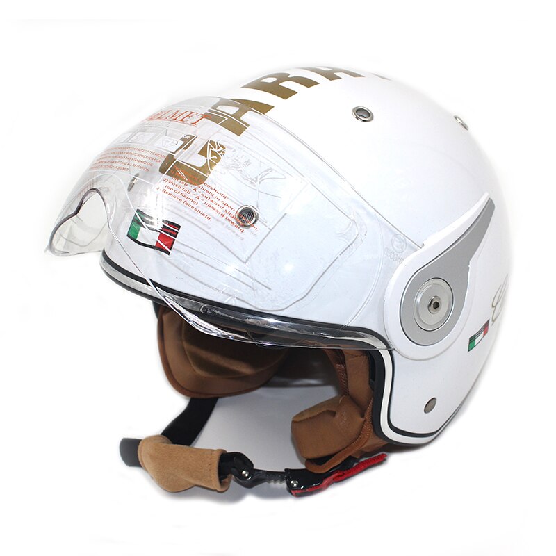 Ibk Motorhelmen Elektrische Fiets Scooter Casco Casque Unisex 3/4 Gezicht Anti-Uv Open Gezicht Dual Lens Vier Seizoen Helm: white gold / XL