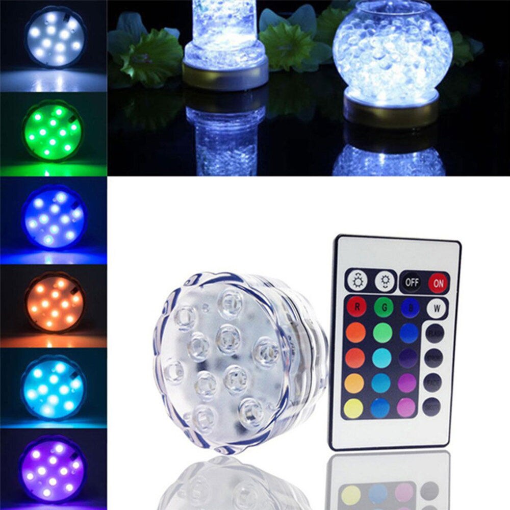 10 Led Remote Controlled Rgb Submersible Light Battery Operated Onderwater Night Lamp Outdoor Vaas Kom Tuin Partij Decoratie