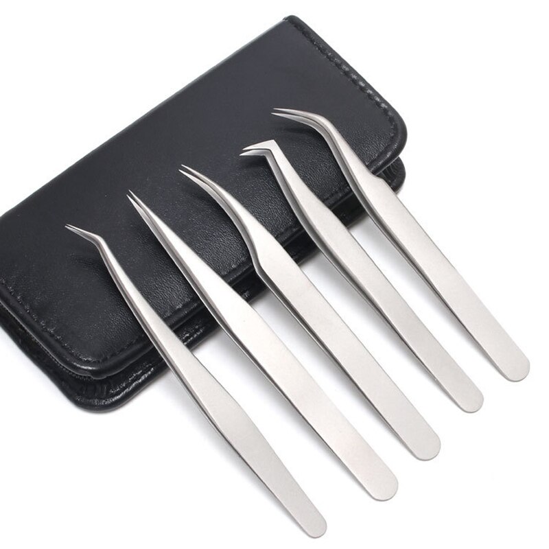 5Pcs Precision Tweezers Set Anti-Static Stainless Steel tweezers Kit ...