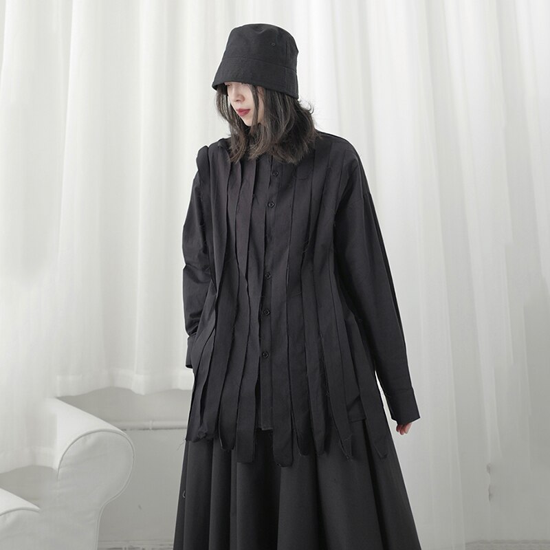 XITAO-Camiseta de costura Irregular de estilo oscuro, Tops y blusas de Color sólido de tendencia para mujer, ropa de Harajuku para mujeres de las mayas DMY4474