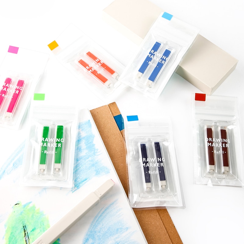 2 Pcs KOKUYO PASTA Solid Water-based Marker Pen Refill Multifunctional Art Drawing Replacement Core Graffiti Convenient Multicol
