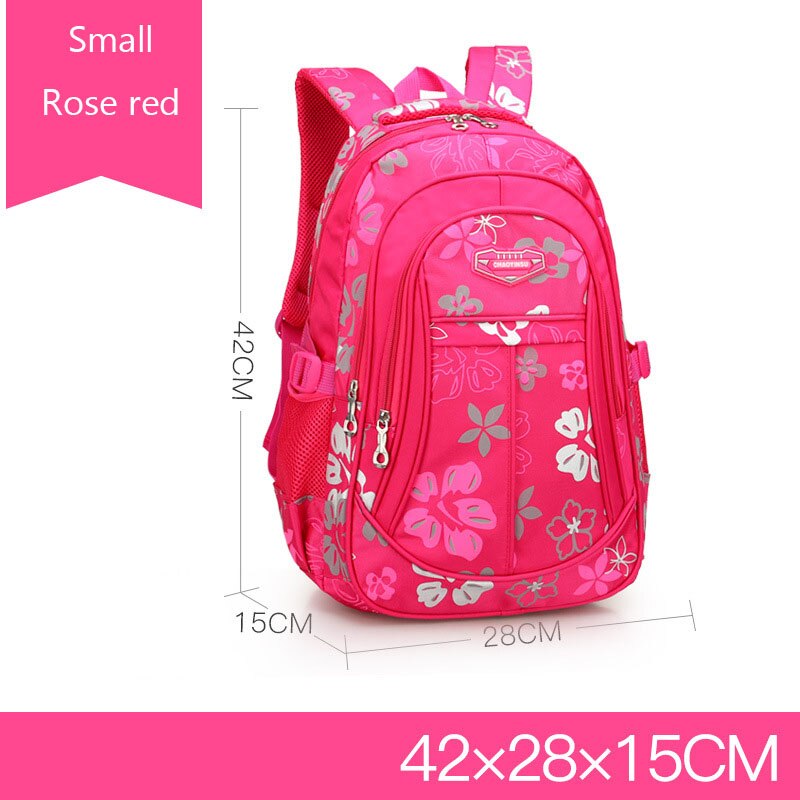 Grote schooltas voor kinderen, schattige schoolrugzak voor studenten, bedrukte waterdichte rugzak voor basisschoolboeken voor tienermeisjes: Kleine roos rood