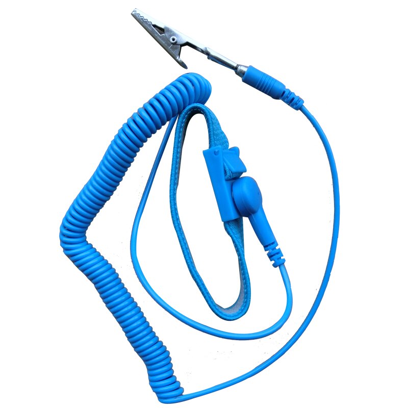 PVC de inalámbrico Clip antiestático Anti estática pulsera ESD de la correa de muñeca de Cables para electricista IC PLCC trabajador: PU Blue